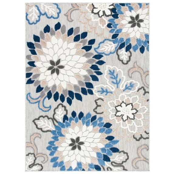 SAFAVIEH Cabana Michelle Floral Indoor/Outdoor Area Rug, Grey/Blue, 8' x 10'