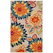 SAFAVIEH Cabana Michelle Floral Indoor/Outdoor Area Rug, Ivory/Orange, 4'5" x 6'5"