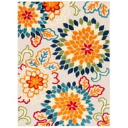 SAFAVIEH Cabana Michelle Floral Indoor/Outdoor Area Rug, Ivory/Orange, 5'3" x 7'7"