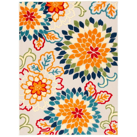 SAFAVIEH Cabana Michelle Floral Indoor/Outdoor Area Rug, Ivory/Orange, 8' x 10'