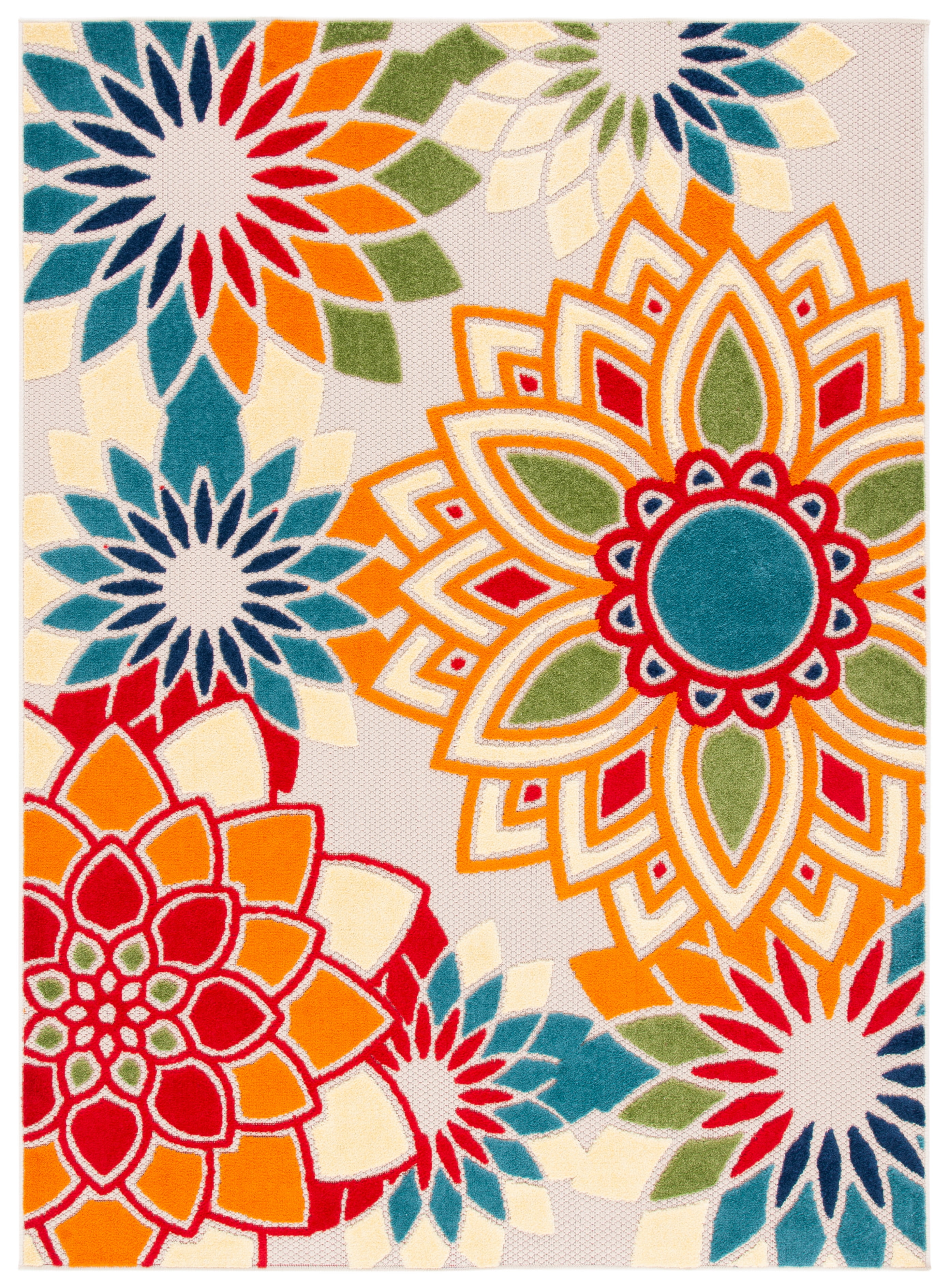 SAFAVIEH Cabana Molly Floral Indoor/Outdoor Area Rug, Ivory/Orange, 2' x 3'