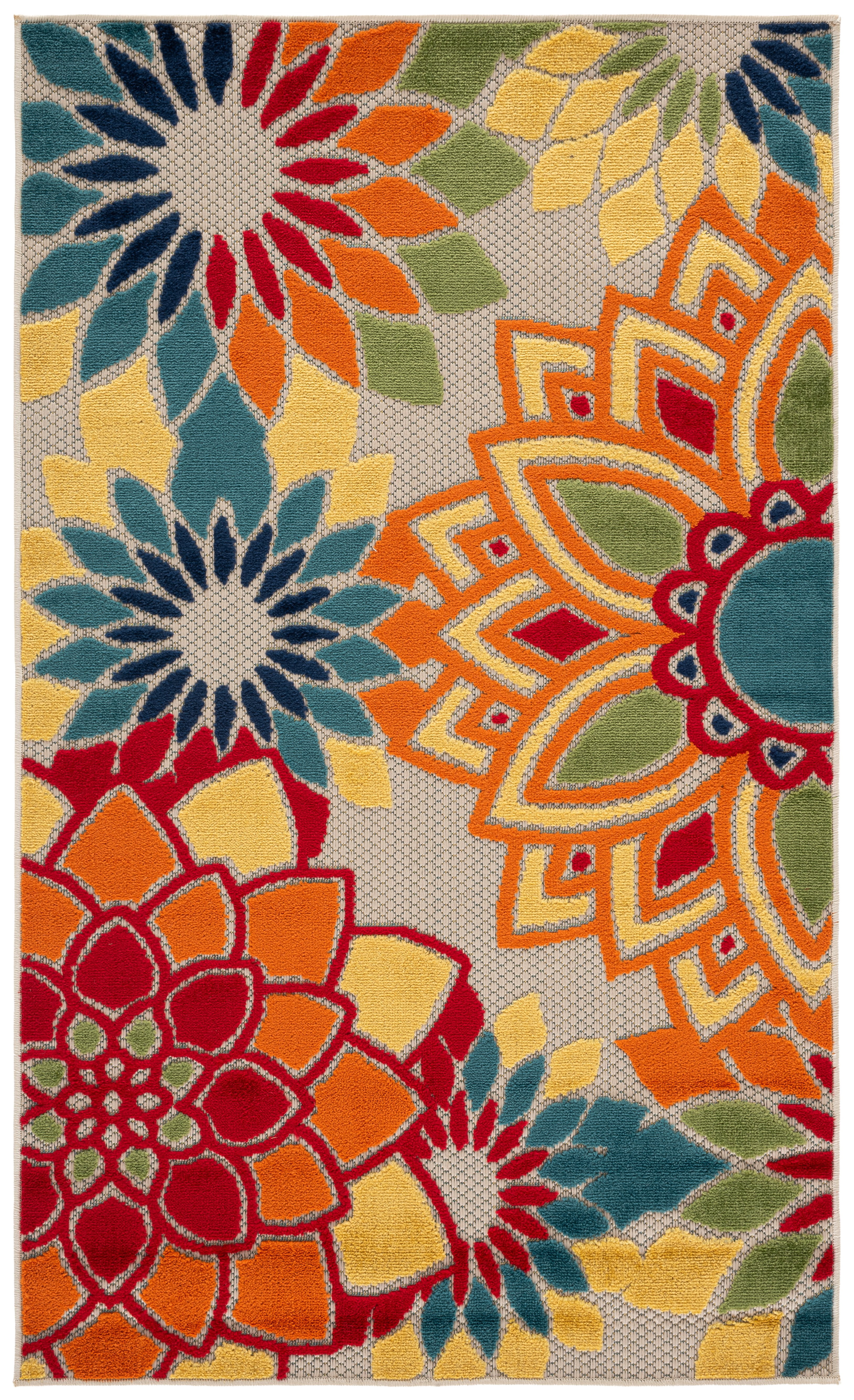 SAFAVIEH Cabana Molly Floral Indoor/Outdoor Area Rug, Ivory/Orange, 3' x 5'