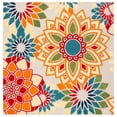 thumbnail image 1 of SAFAVIEH Cabana Molly Floral Indoor/Outdoor Area Rug, Ivory/Orange, 4' x 4' Square, 1 of 17
