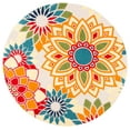 thumbnail image 1 of SAFAVIEH Cabana Molly Floral Indoor/Outdoor Area Rug, Ivory/Orange, 5'3" x 5'3" Round, 1 of 14