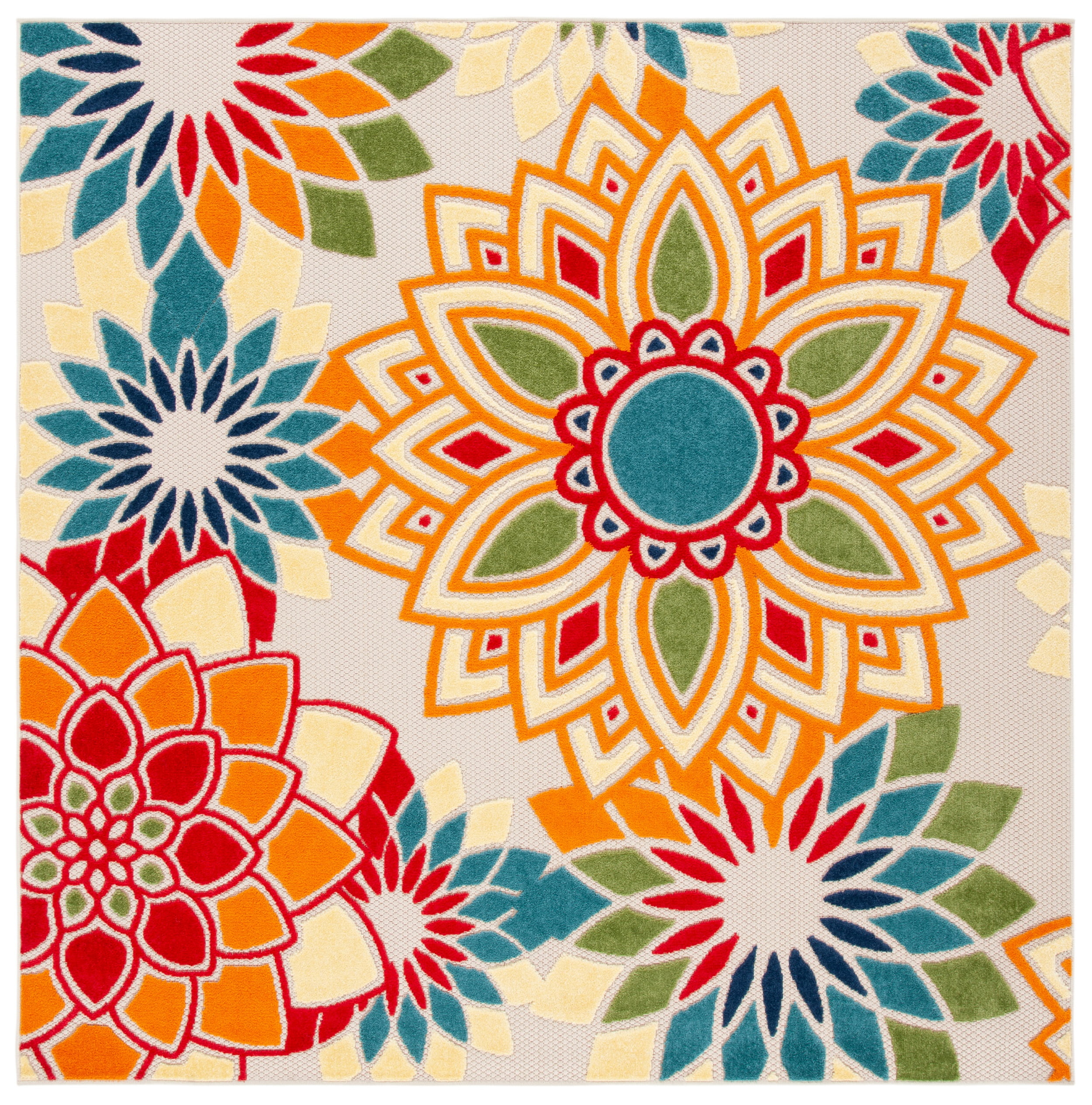 SAFAVIEH Cabana Molly Floral Indoor/Outdoor Area Rug, Ivory/Orange, 5'3 ...