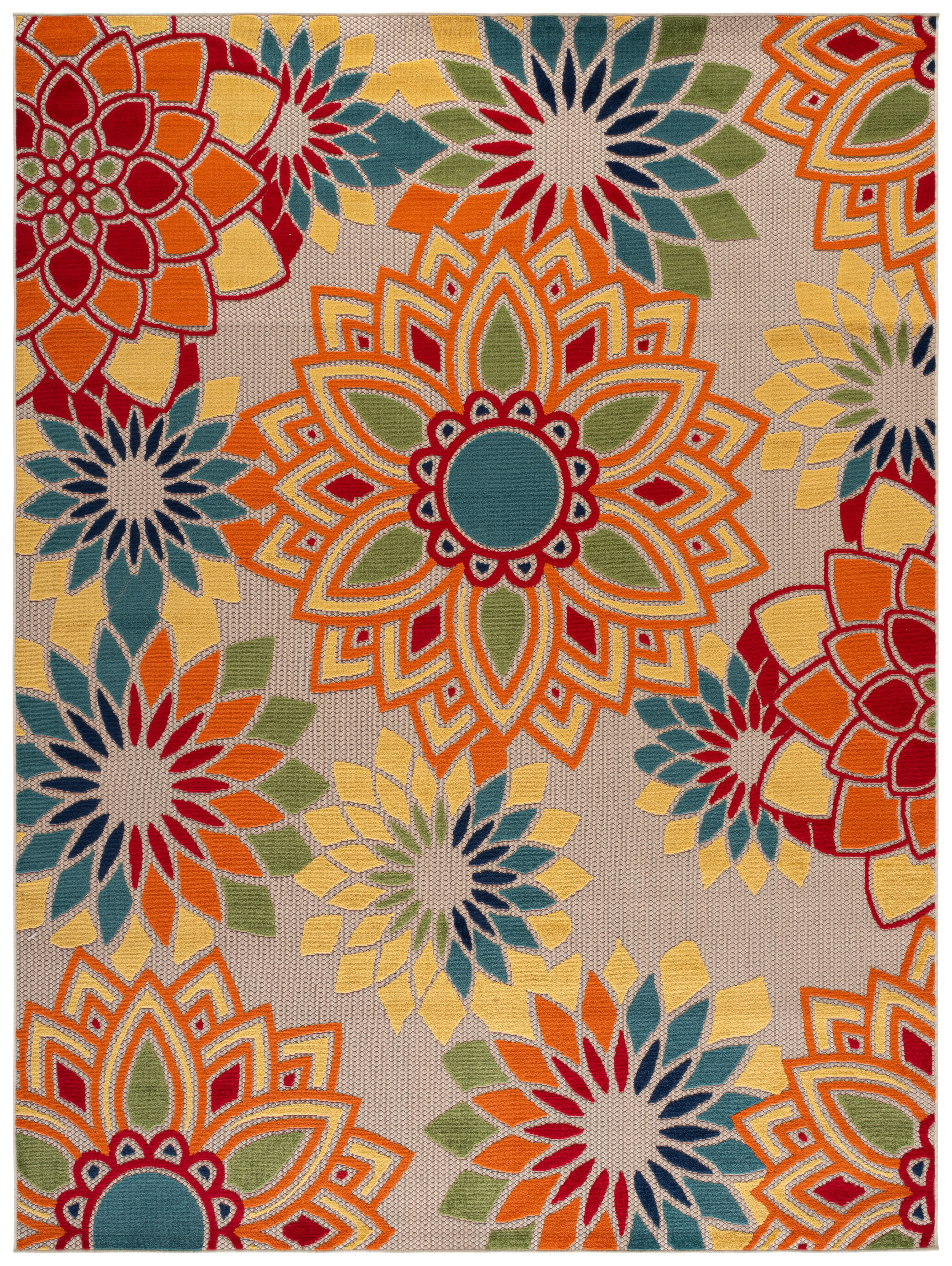 SAFAVIEH Cabana Molly Floral Indoor/Outdoor Area Rug, Ivory/Orange, 8' x 10'