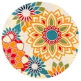 thumbnail image 1 of SAFAVIEH Cabana Molly Floral Indoor/Outdoor Area Rug, Ivory/Orange, 8' x 8' Round, 1 of 11