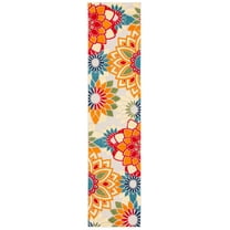 SAFAVIEH Cabana Molly Floral Indoor/Outdoor Runner Rug, Ivory/Orange, 2'2" x 17'