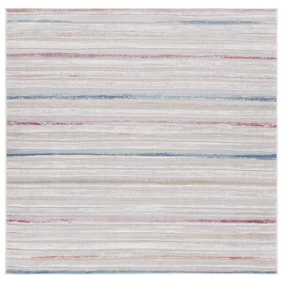 SAFAVIEH Cabana Noelle Indoor/Outdoor Area Rug, Red/Aqua/Ivory, 7' x 7' Square