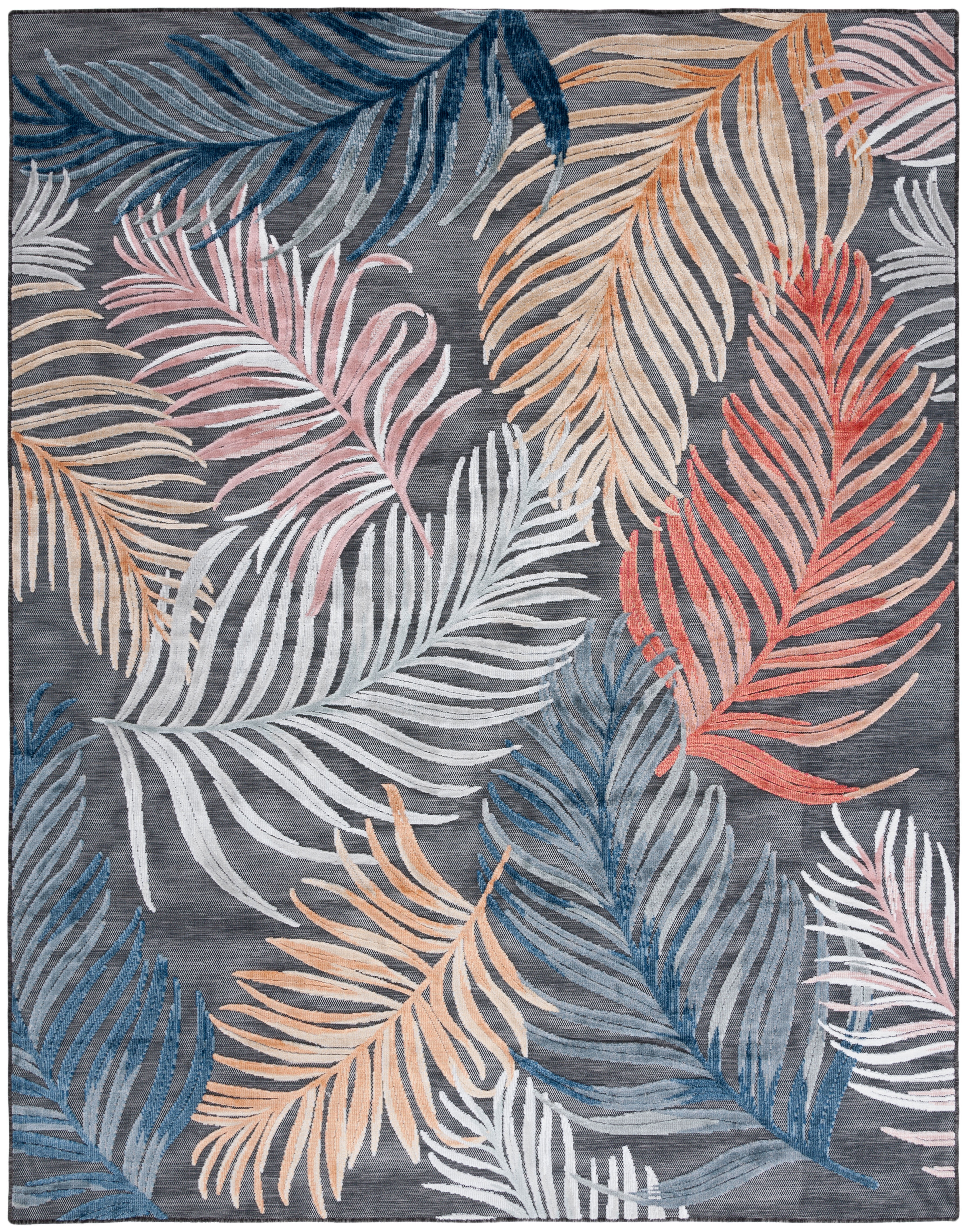 SAFAVIEH Cabana Oakley Indoor/Outdoor Area Rug, Black/Rust, 8' x 10'