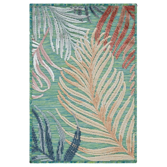 SAFAVIEH Cabana Oakley Botanical Indoor/Outdoor Area Rug, Green/Rust, 2' x 3'