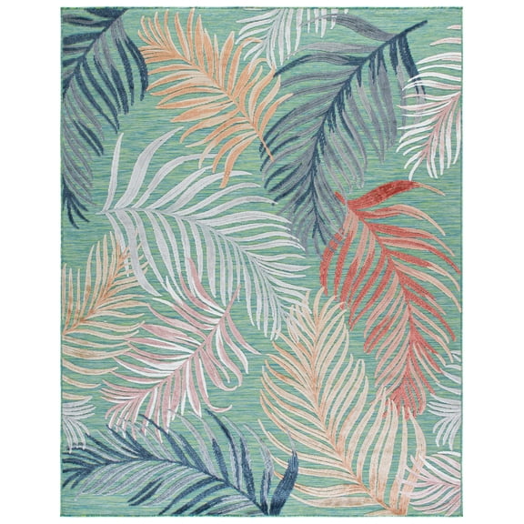 SAFAVIEH Cabana Oakley Botanical Indoor/Outdoor Area Rug, Green/Rust, 9' x 12'