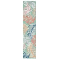SAFAVIEH Cabana Oakley Botanical Indoor/Outdoor Runner Rug, Green/Rust, 2' x 10'