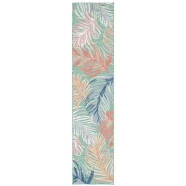 SAFAVIEH Cabana Oakley Botanical Indoor/Outdoor Runner Rug, Green/Rust, 2' x 10'