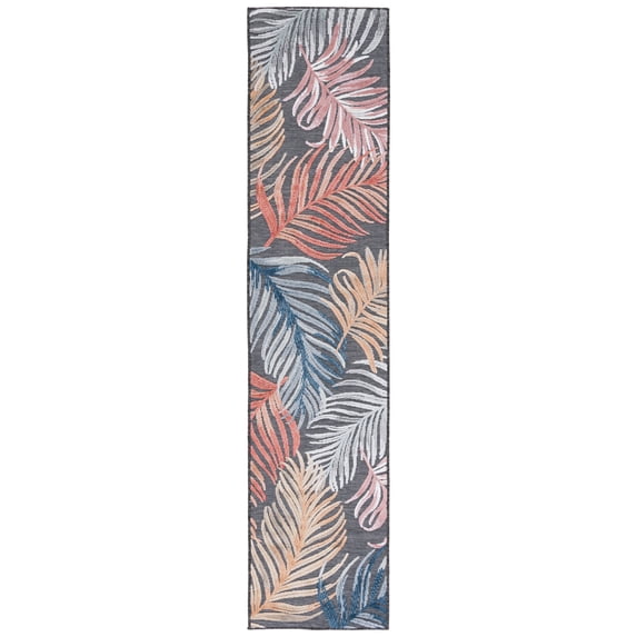 SAFAVIEH Cabana Oakley Indoor/Outdoor Runner Rug, Black/Rust, 2' x 7'