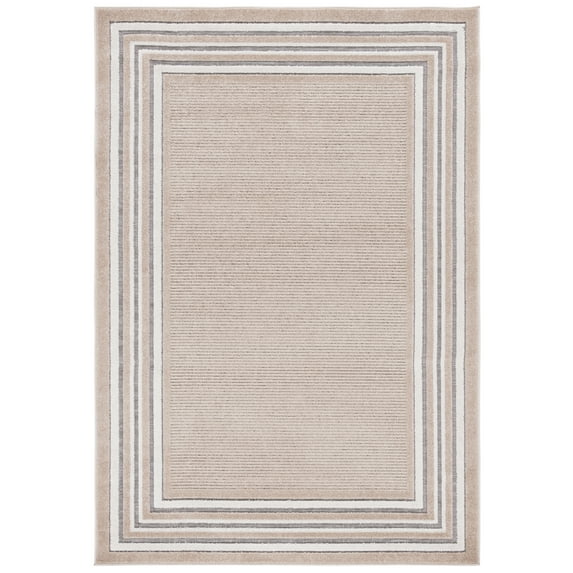 SAFAVIEH Cabana Rado Bordered Indoor/Outdoor Area Rug, Beige/Ivory, 4' x 6'