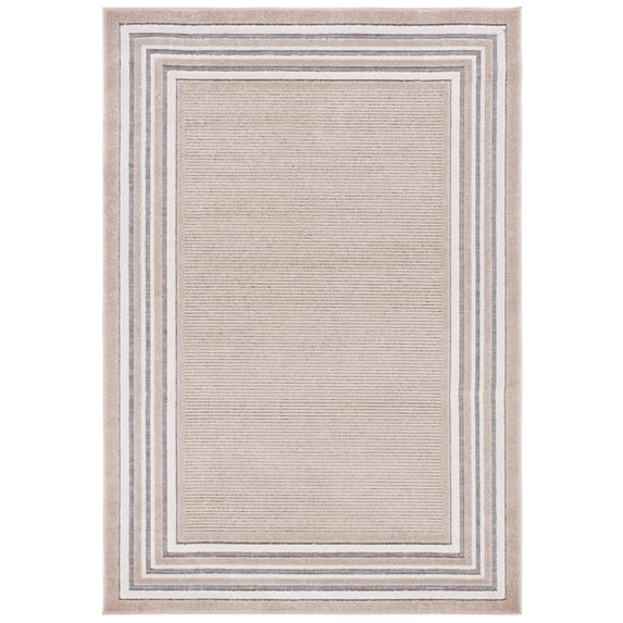 SAFAVIEH Cabana Rado Bordered Indoor/Outdoor Area Rug, Beige/Ivory, 5'3" x 7'6"
