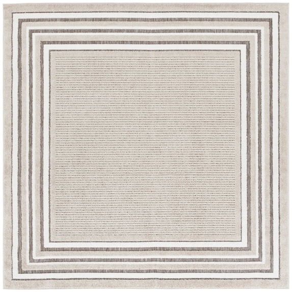 SAFAVIEH Cabana Rado Bordered Indoor/Outdoor Area Rug, Beige/Ivory, 6'7" x 6'7" Square