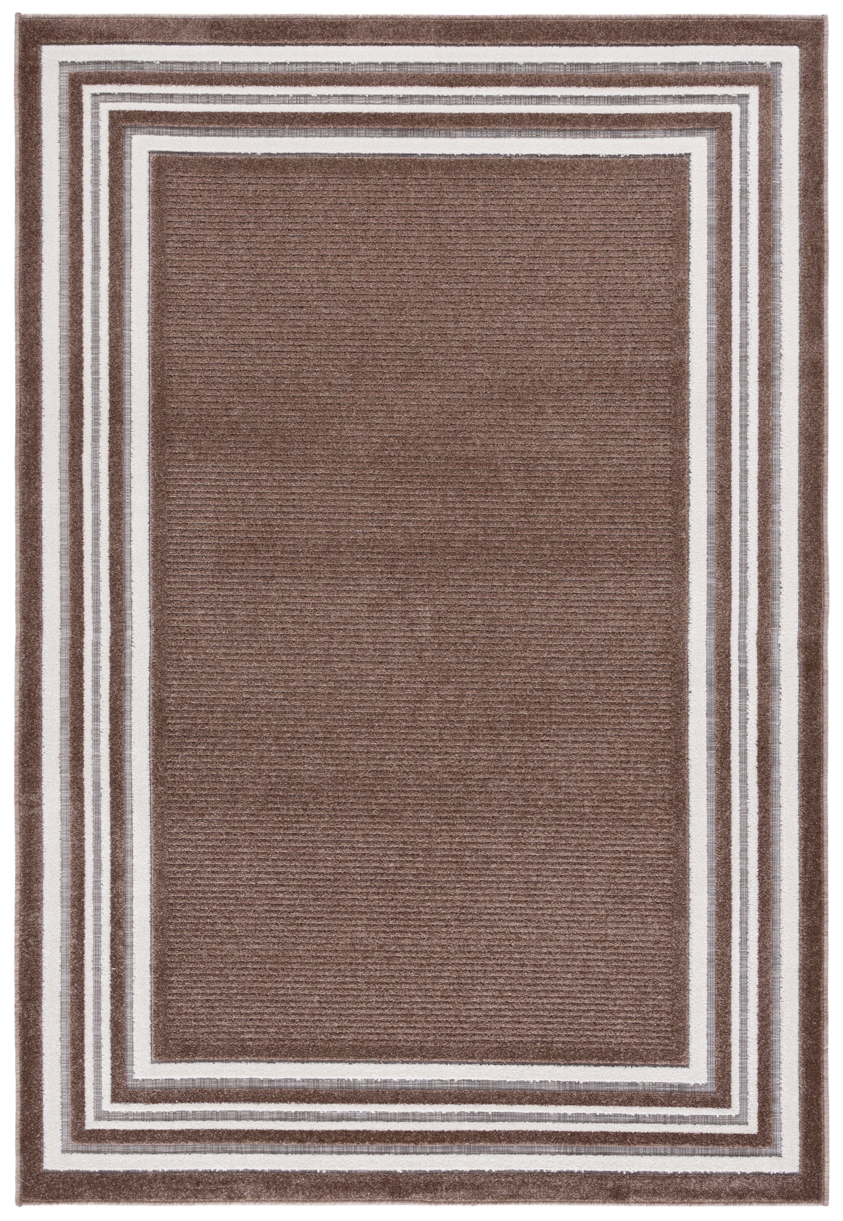 Brown and Ivory Rectangular Synthetic Area Rug, 5'3" x 7'6"