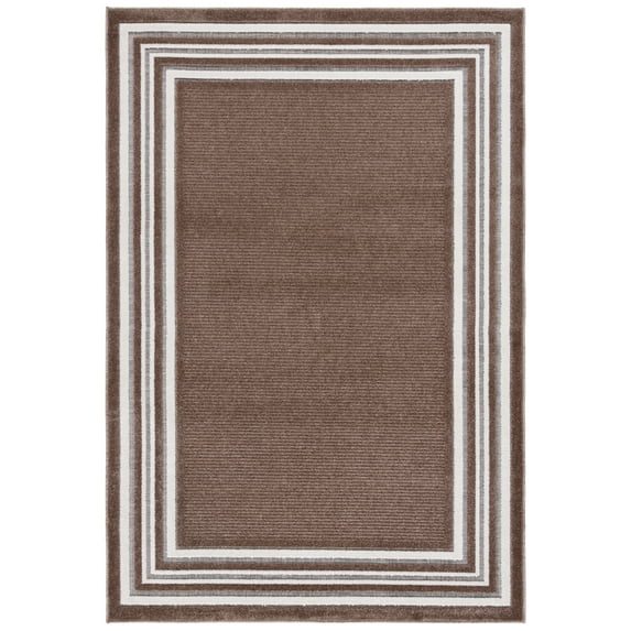 SAFAVIEH Cabana Rado Bordered Indoor/Outdoor Area Rug, Brown/Ivory, 9' x 12'