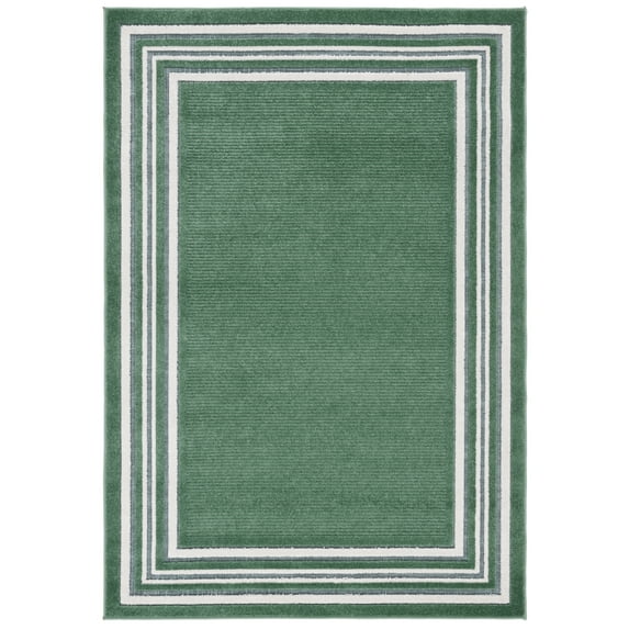 SAFAVIEH Cabana Rado Bordered Indoor/Outdoor Area Rug, Green/Ivory, 4' x 6'