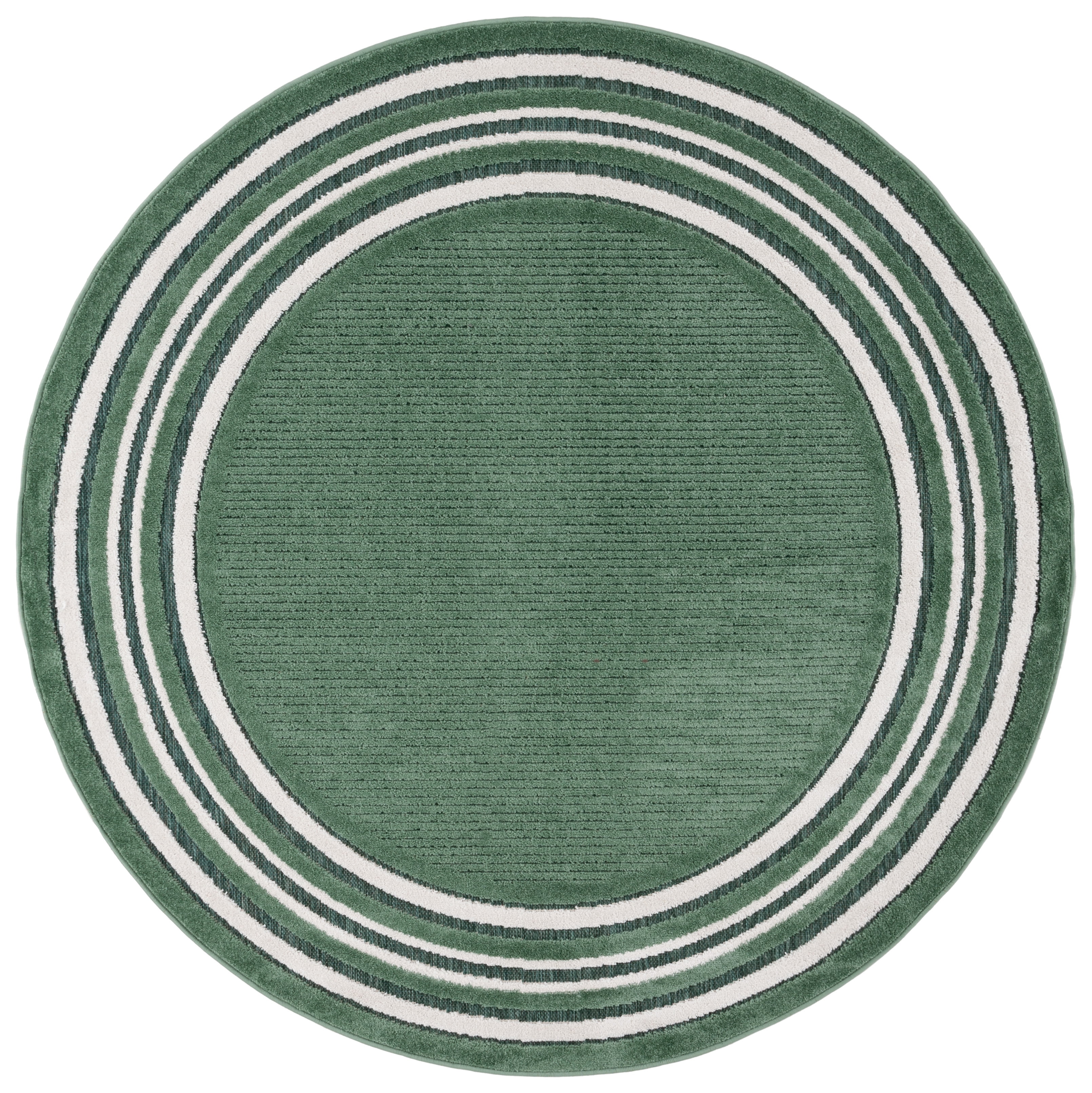 SAFAVIEH Cabana Rado Bordered Indoor/Outdoor Area Rug, Green/Ivory, 6'7" x 6'7" Round
