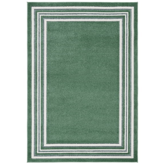 SAFAVIEH Cabana Rado Bordered Indoor/Outdoor Area Rug, Green/Ivory, 8' x 10'