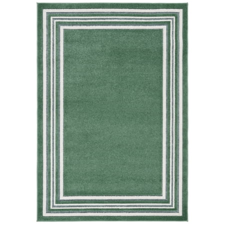 SAFAVIEH Cabana Rado Bordered Indoor/Outdoor Area Rug, Green/Ivory, 9' x 12'