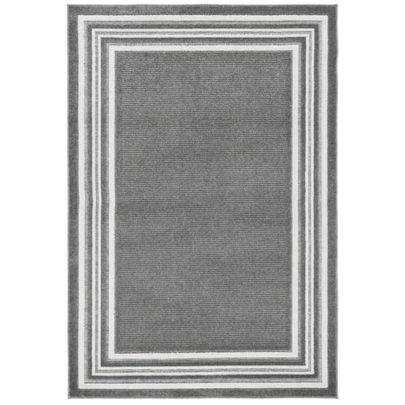 SAFAVIEH Cabana Rado Bordered Indoor/Outdoor Area Rug, Grey/Ivory, 5'3" x 7'6"