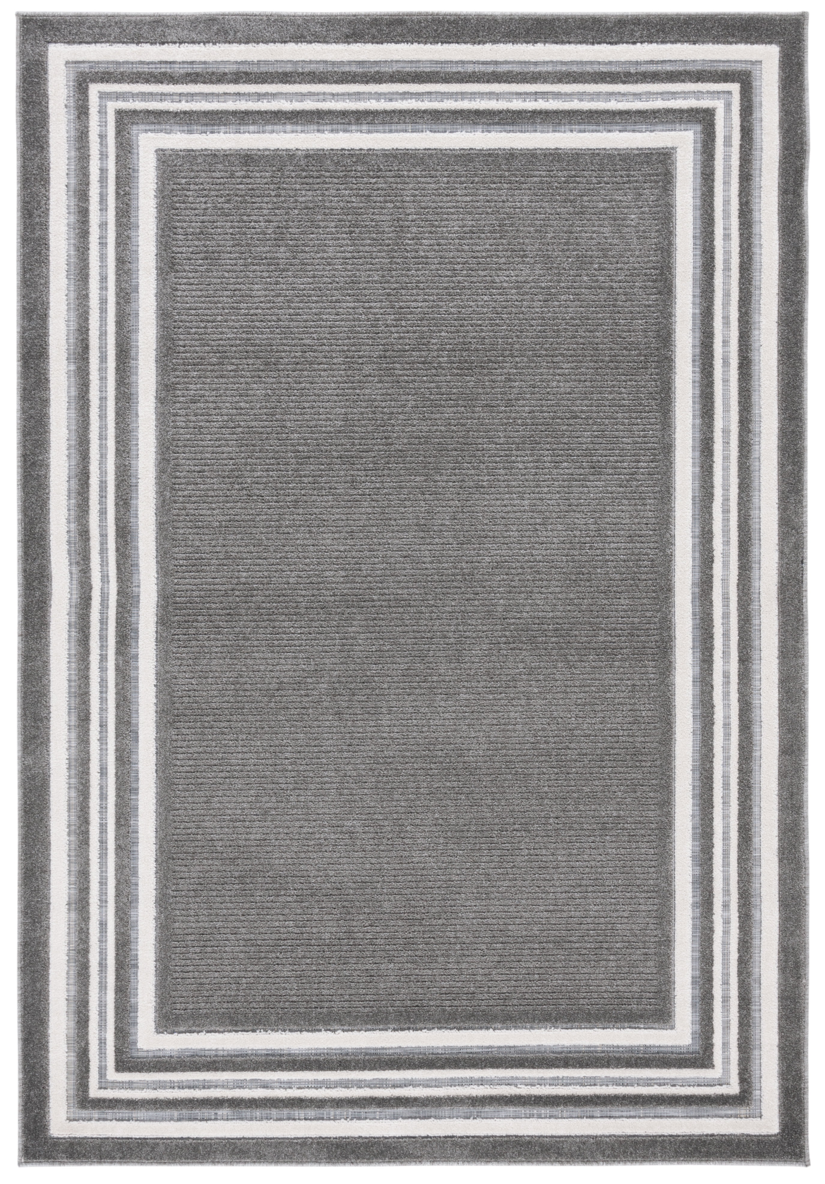 SAFAVIEH Cabana Rado Bordered Indoor/Outdoor Area Rug, Grey/Ivory, 9' x 12'