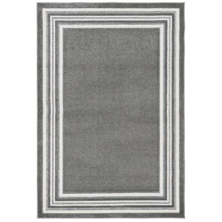 SAFAVIEH Cabana Rado Bordered Indoor/Outdoor Area Rug, Grey/Ivory, 9' x 12'