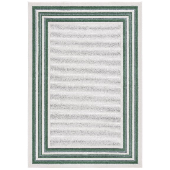 SAFAVIEH Cabana Rado Bordered Indoor/Outdoor Area Rug, Ivory/Green, 4' x 6'