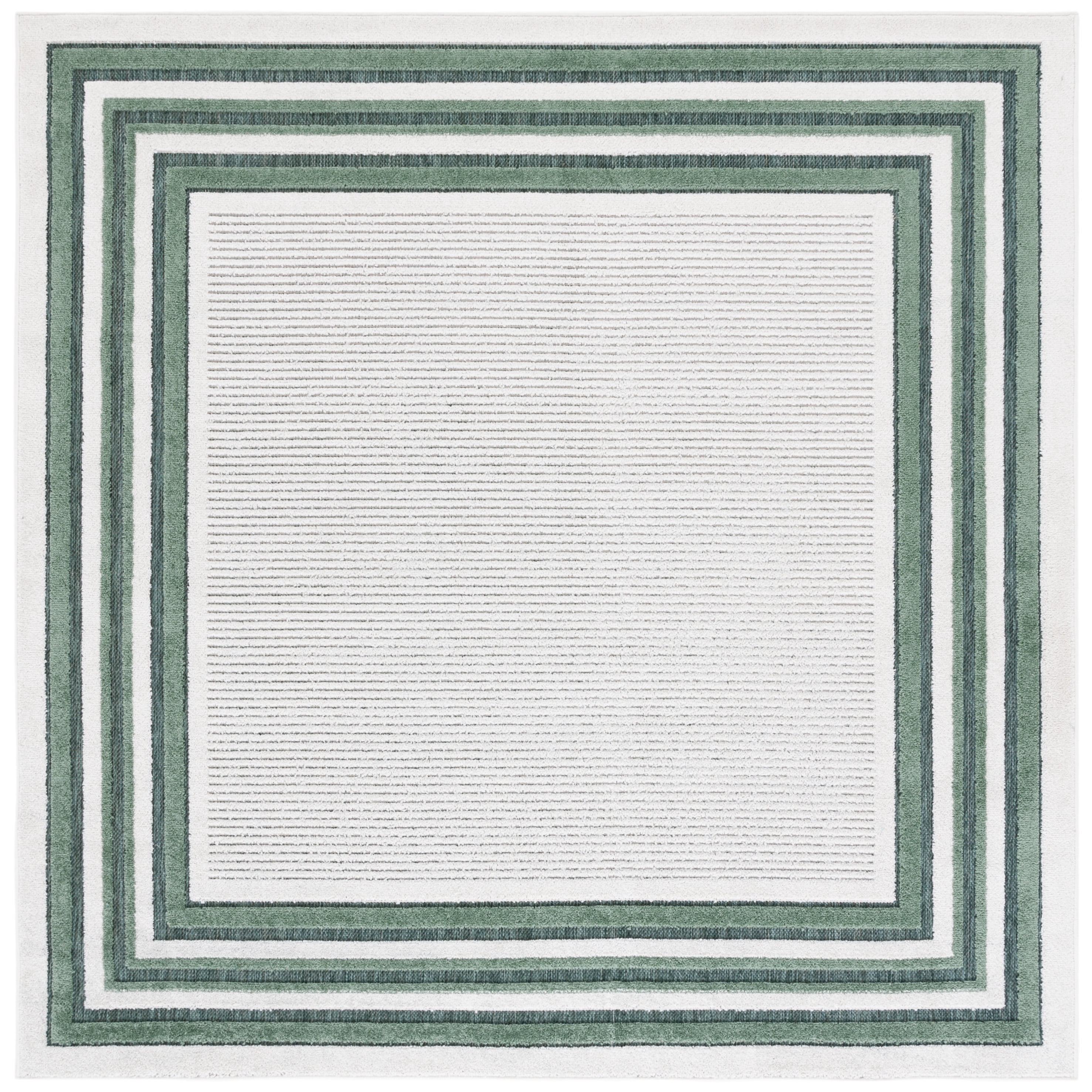 SAFAVIEH Cabana Rado Bordered Indoor/Outdoor Area Rug, Ivory/Green, 6'7" x 6'7" Square
