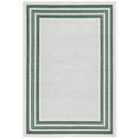 SAFAVIEH Cabana Rado Bordered Indoor/Outdoor Area Rug, Ivory/Green, 8' x 10'
