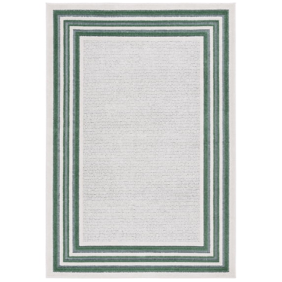 SAFAVIEH Cabana Rado Bordered Indoor/Outdoor Area Rug, Ivory/Green, 9' x 12'