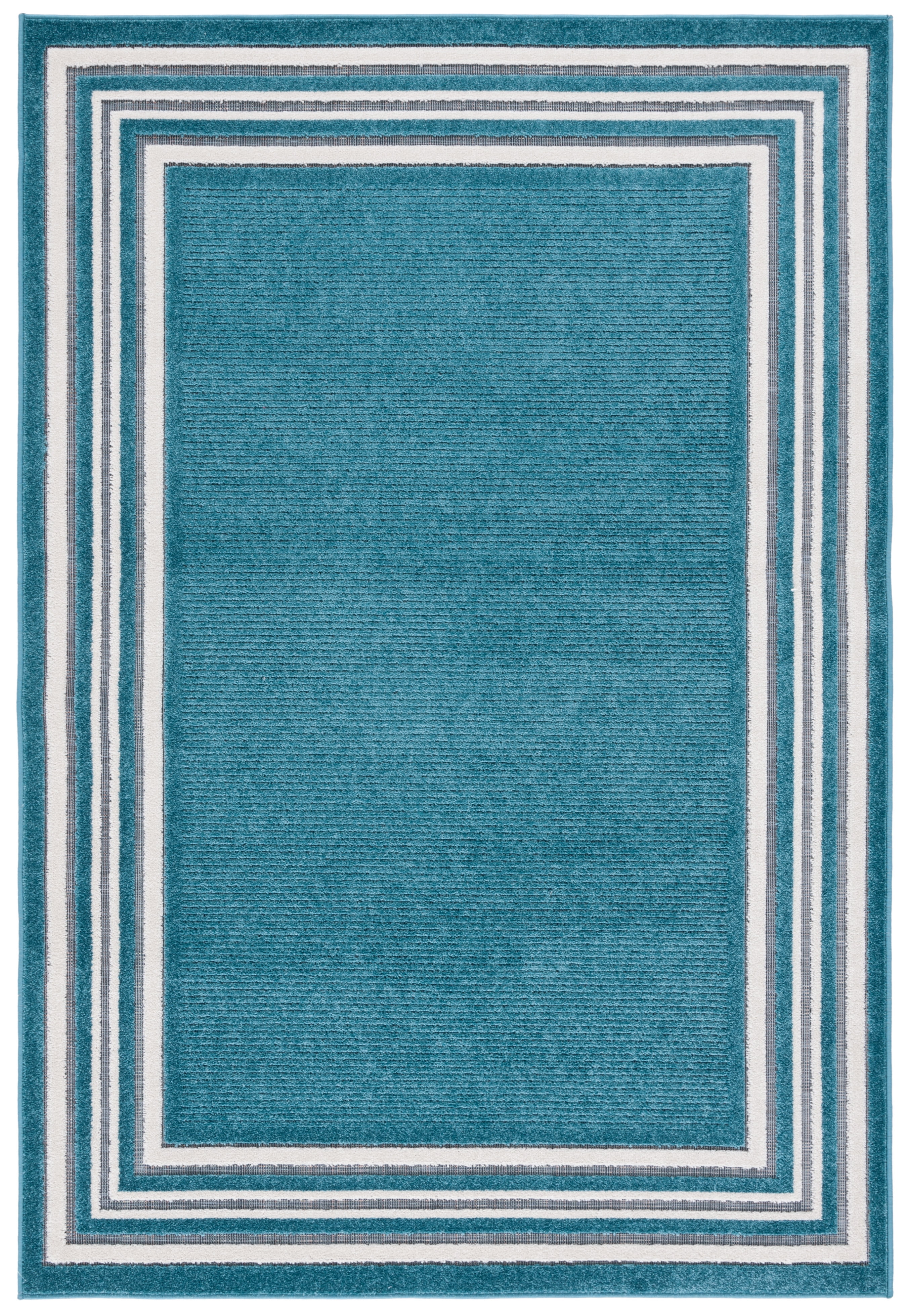 Turquoise and Ivory Rectangular Synthetic 8' x 10' Area Rug