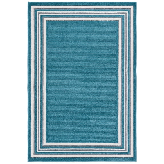 SAFAVIEH Cabana Rado Bordered Indoor/Outdoor Area Rug, Turquoise/Ivory, 8' x 10'