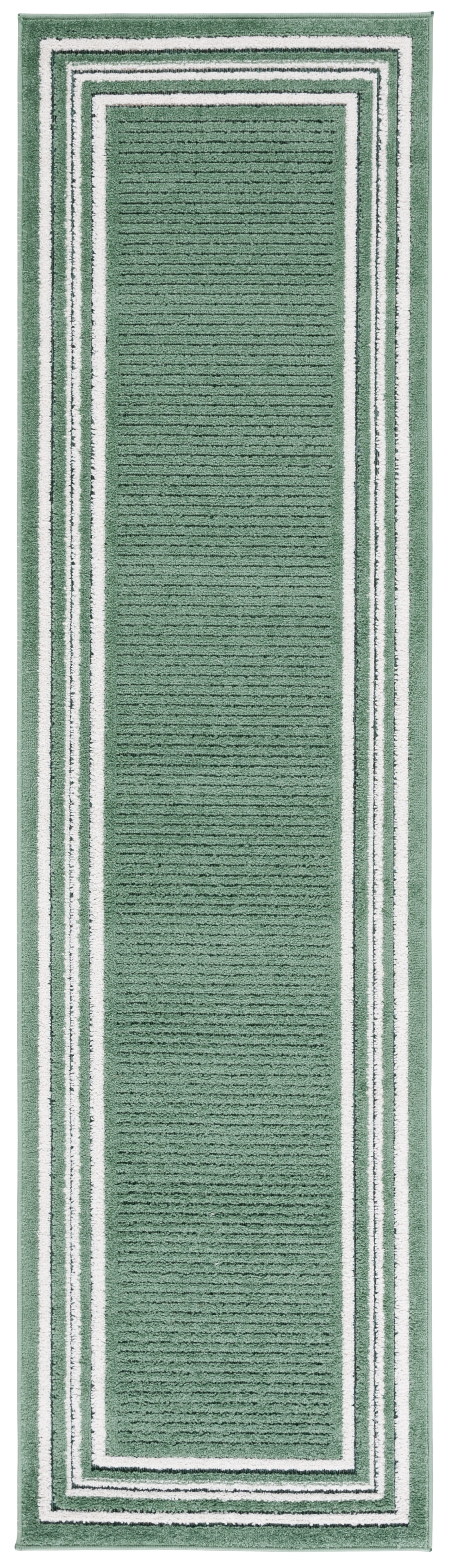 SAFAVIEH Cabana Rado Bordered Indoor/Outdoor Runner Rug, Green/Ivory, 2'2" x 8'