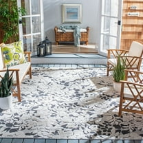 SAFAVIEH Cabana Rayen Ivory/Charcoal 2'2"X9' Runner Indoor/Outdoor Area Rug Ivory/Charcoal, 6'7" x 6'7" Square