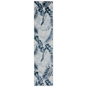 SAFAVIEH Cabana Rosario Botanical Indoor/Outdoor Runner Rug, Grey/Navy, 2' x 10'