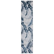 SAFAVIEH Cabana Rosario Botanical Indoor/Outdoor Runner Rug, Grey/Navy, 2' x 10'