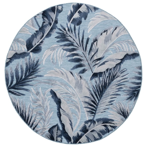 SAFAVIEH Cabana Rosario Indoor/Outdoor Area Rug, Aqua/Navy, 7' x 7' Round