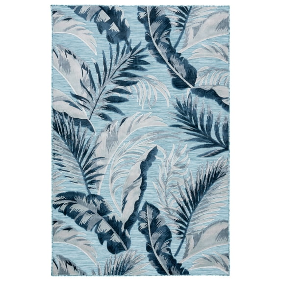 SAFAVIEH Cabana Rosario Indoor/Outdoor Area Rug, Aqua/Navy, 9' x 12'