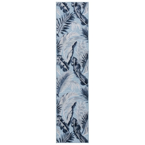 SAFAVIEH Cabana Rosario Indoor/Outdoor Runner Rug, Aqua/Navy, 2' x 9'