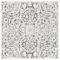 SAFAVIEH Cabana Ruadhan Geometric Indoor/Outdoor Area Rug, Ivory/Grey, 4' x 4' Square