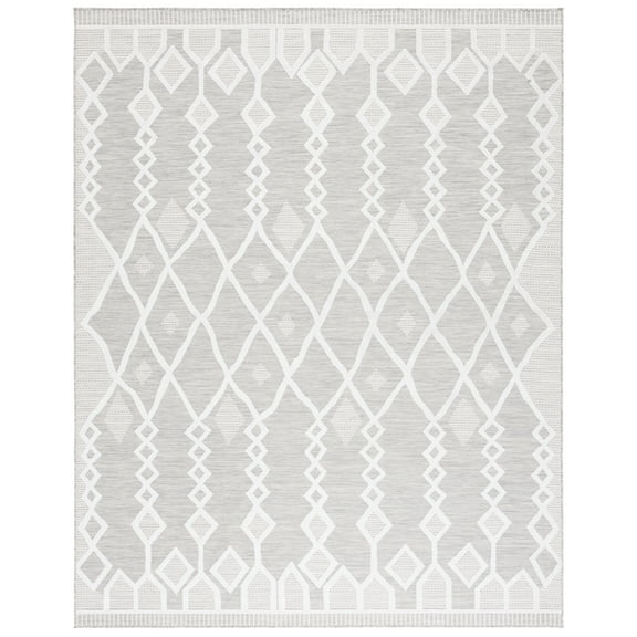 SAFAVIEH Cabana Salim Geometric Indoor/Outdoor Area Rug, Grey/Ivory, 9' x 12'