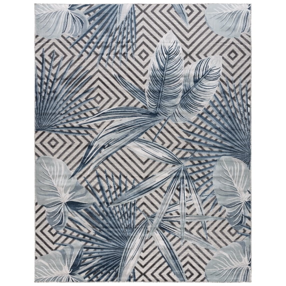 SAFAVIEH Cabana Salima Botanical Indoor/Outdoor Area Rug, Ivory/Navy, 8' x 10'