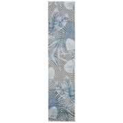 SAFAVIEH Cabana Salima Botanical Indoor/Outdoor Runner Rug, Ivory/Navy, 2' x 10'
