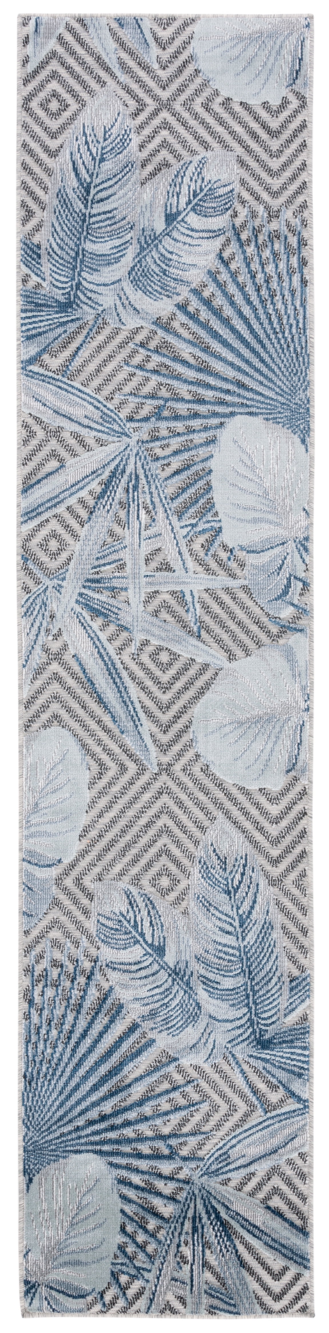 SAFAVIEH Cabana Salima Botanical Indoor/Outdoor Runner Rug, Ivory/Navy, 2' x 9'
