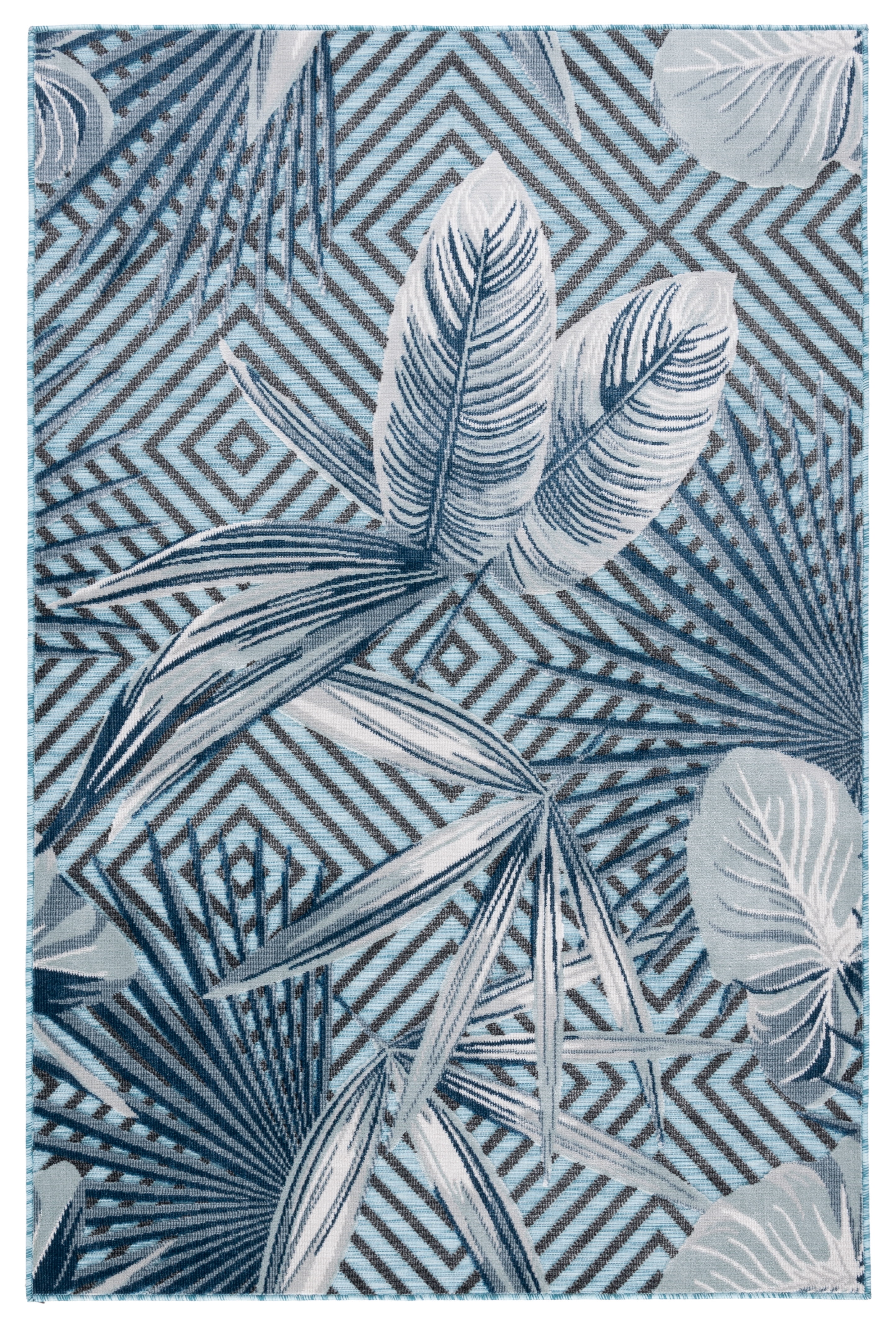 SAFAVIEH Cabana Salima Indoor/Outdoor Area Rug, Aqua/Navy, 5' x 8'